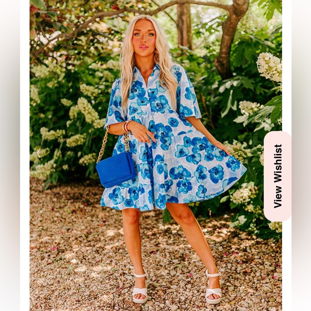 Impressions Blue Floral Dress